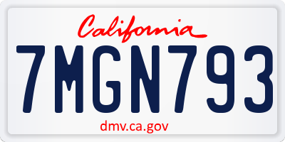 CA license plate 7MGN793