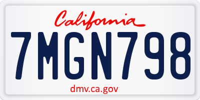 CA license plate 7MGN798