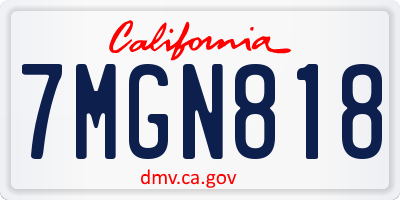 CA license plate 7MGN818