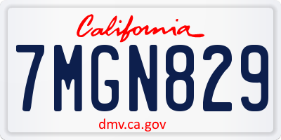 CA license plate 7MGN829