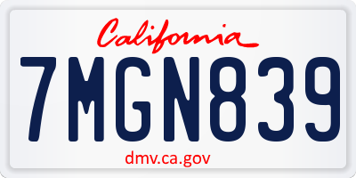 CA license plate 7MGN839