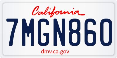 CA license plate 7MGN860