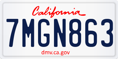 CA license plate 7MGN863