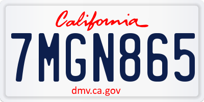 CA license plate 7MGN865