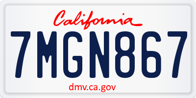 CA license plate 7MGN867