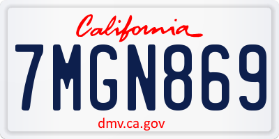 CA license plate 7MGN869