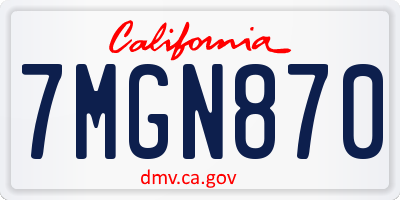 CA license plate 7MGN870