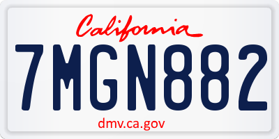 CA license plate 7MGN882