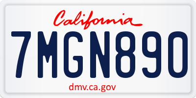 CA license plate 7MGN890