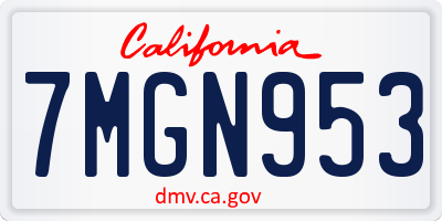 CA license plate 7MGN953