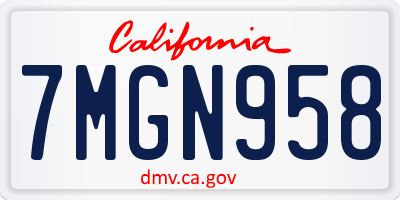 CA license plate 7MGN958