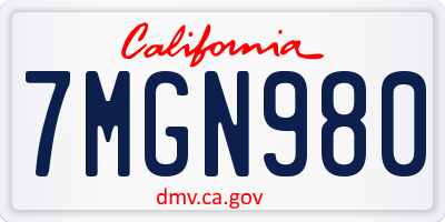 CA license plate 7MGN980