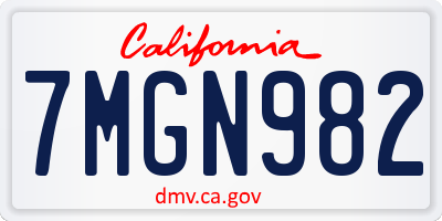 CA license plate 7MGN982