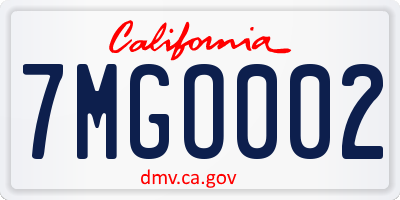 CA license plate 7MGO002