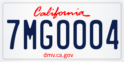 CA license plate 7MGO004