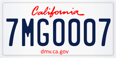 CA license plate 7MGO007