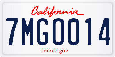 CA license plate 7MGO014