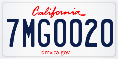 CA license plate 7MGO020