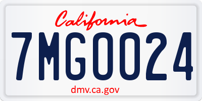 CA license plate 7MGO024