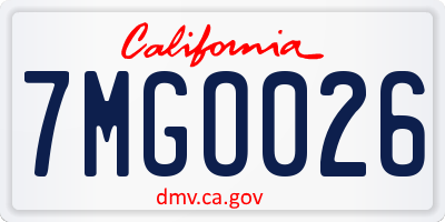 CA license plate 7MGO026