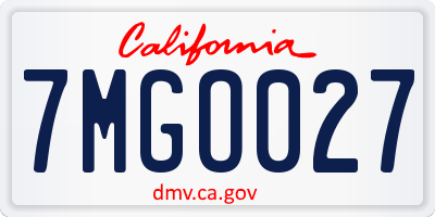 CA license plate 7MGO027