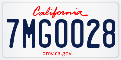CA license plate 7MGO028