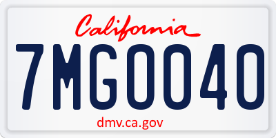 CA license plate 7MGO040