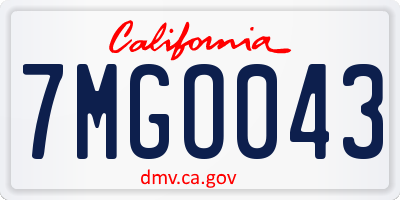 CA license plate 7MGO043
