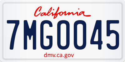 CA license plate 7MGO045
