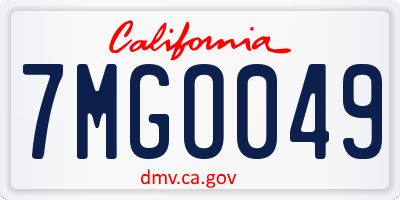 CA license plate 7MGO049