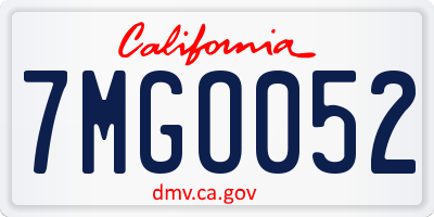 CA license plate 7MGO052