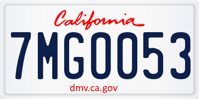 CA license plate 7MGO053