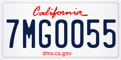 CA license plate 7MGO055