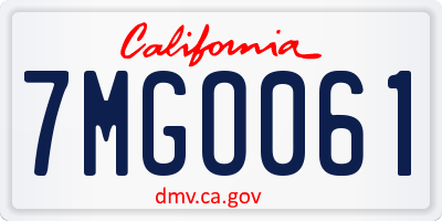 CA license plate 7MGO061