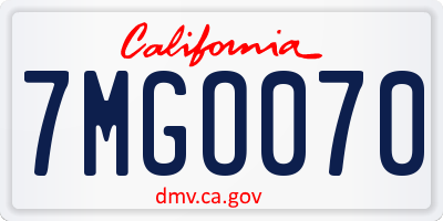 CA license plate 7MGO070