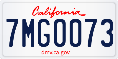 CA license plate 7MGO073