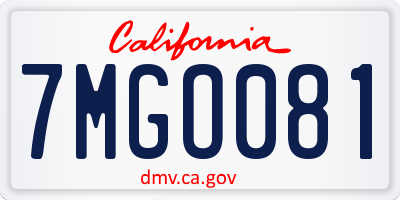 CA license plate 7MGO081