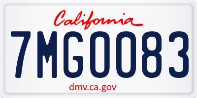 CA license plate 7MGO083