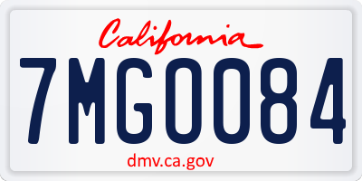 CA license plate 7MGO084