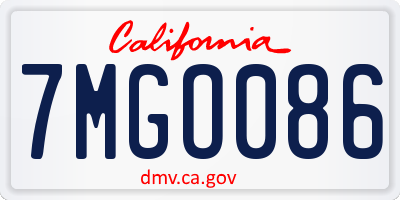 CA license plate 7MGO086