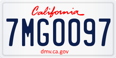 CA license plate 7MGO097