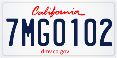 CA license plate 7MGO102