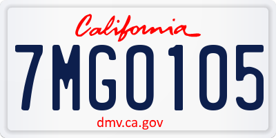 CA license plate 7MGO105