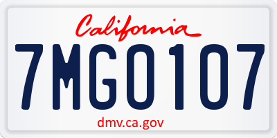 CA license plate 7MGO107