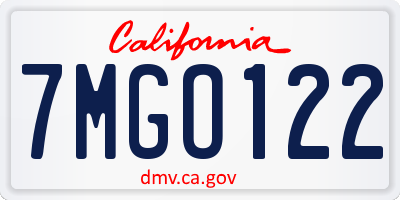CA license plate 7MGO122