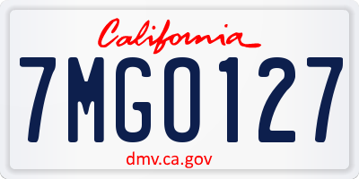 CA license plate 7MGO127
