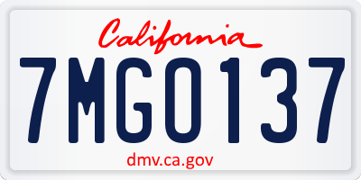 CA license plate 7MGO137