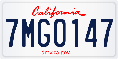 CA license plate 7MGO147