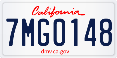 CA license plate 7MGO148