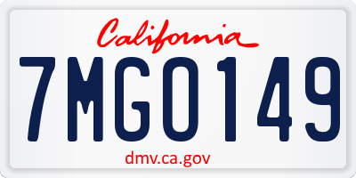 CA license plate 7MGO149